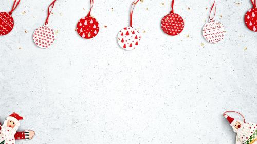 White stained background with red Christmas decorations - 1232342