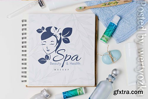 Spa and wellness arrangement with notebook mock-up