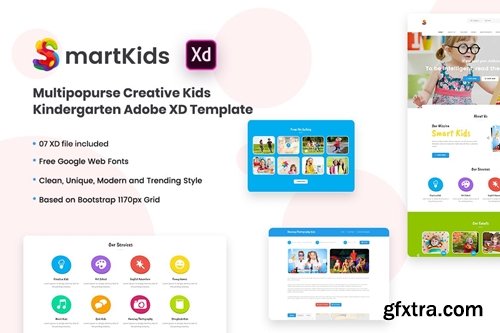 Smart Kids - Kindergarten Adobe XD Template