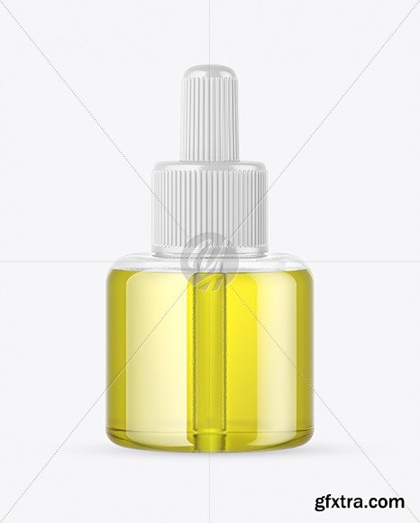 Clear Glass Dropper Bottle w/ Oil Mockup 64724