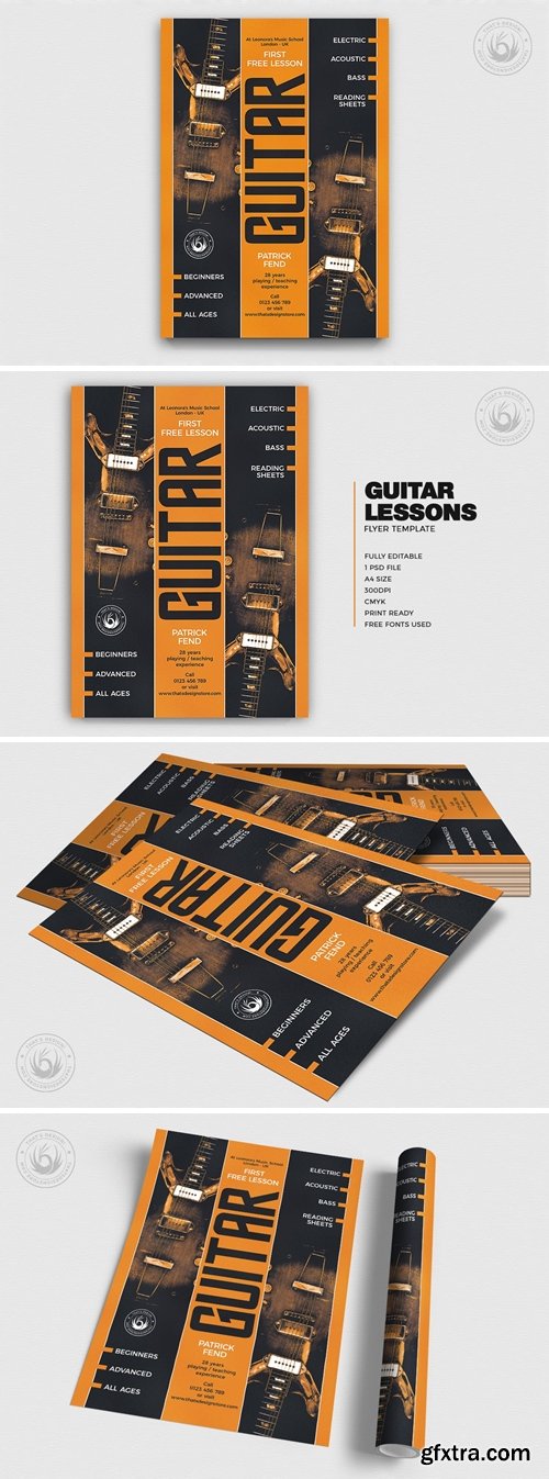 Guitar Lessons Flyer Template V6