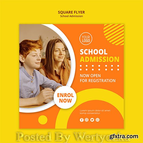 School admission concept square template