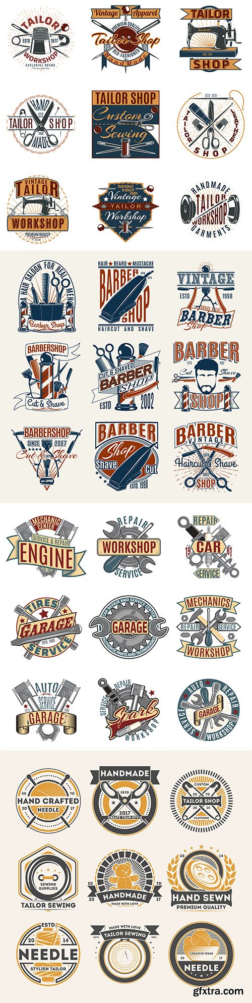 Vintage antique emblems and logos with text design
