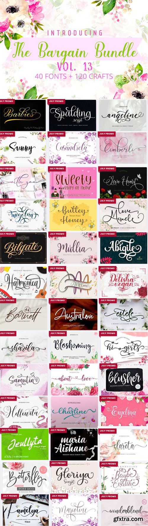 The Bargain Bundle Vol.13 - 40 Premium Fonts + 120 Premium Crafts