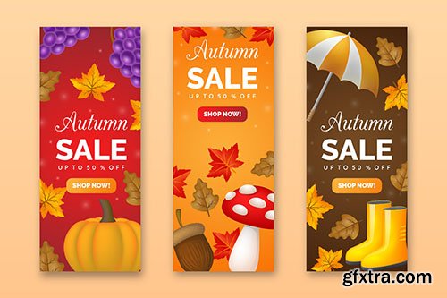 Realistic autumn sale banners