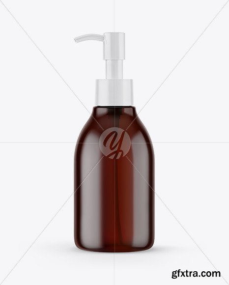 Amber Cosmetic Bottle with Pump Mockup 64223