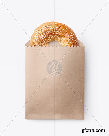 Paper Pack with Donut with Sesame Seeds Mockup 64274