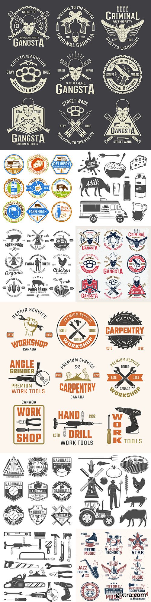 Vintage antique emblems and logos with text design 4
