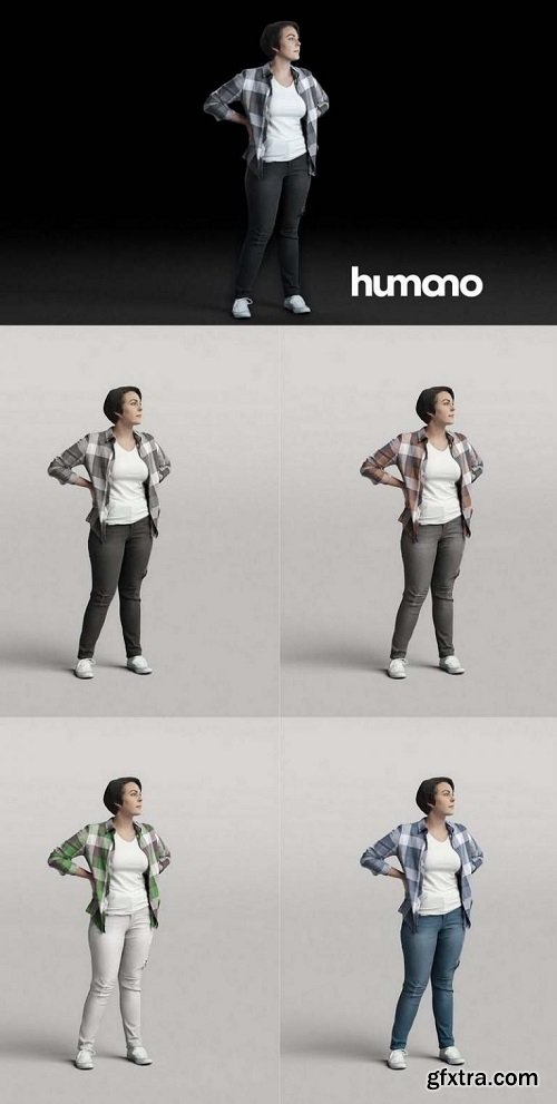 Humano Woman standing and looking 0514 3D model