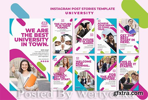 University instagram post stories template