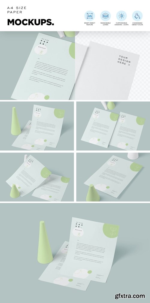 4 A4 Size Paper Mockups