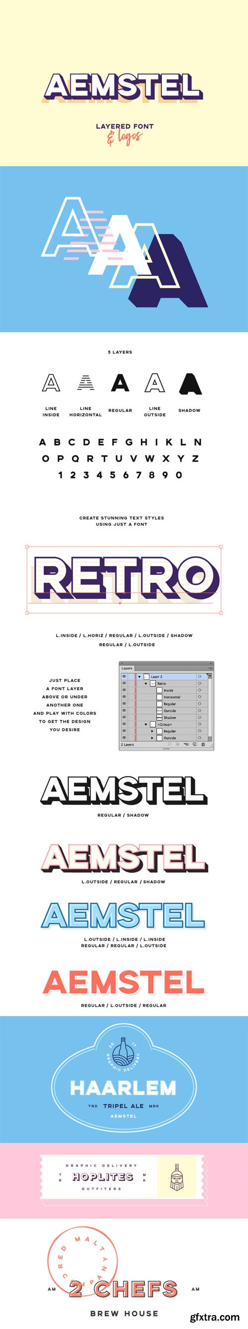 Aemstel Layered Font [5-Weights] + Vector Logos