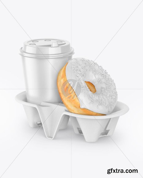 Coffee Cup with Donut in Holder Mockup 65250