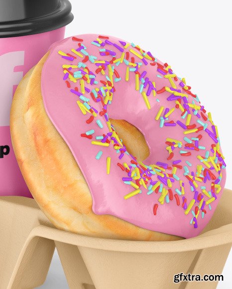 Coffee Cup with Donut in Holder Mockup 65250