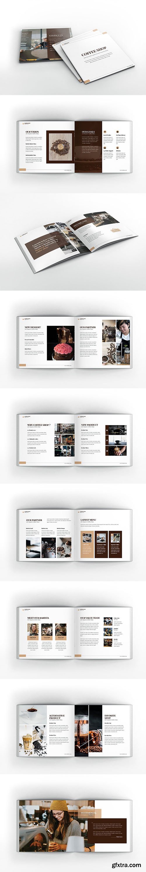 Coffee Shop Square Brochure Template