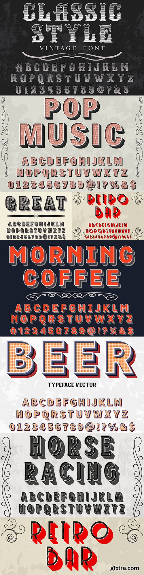 Editable font and alphabet retro illustration design
