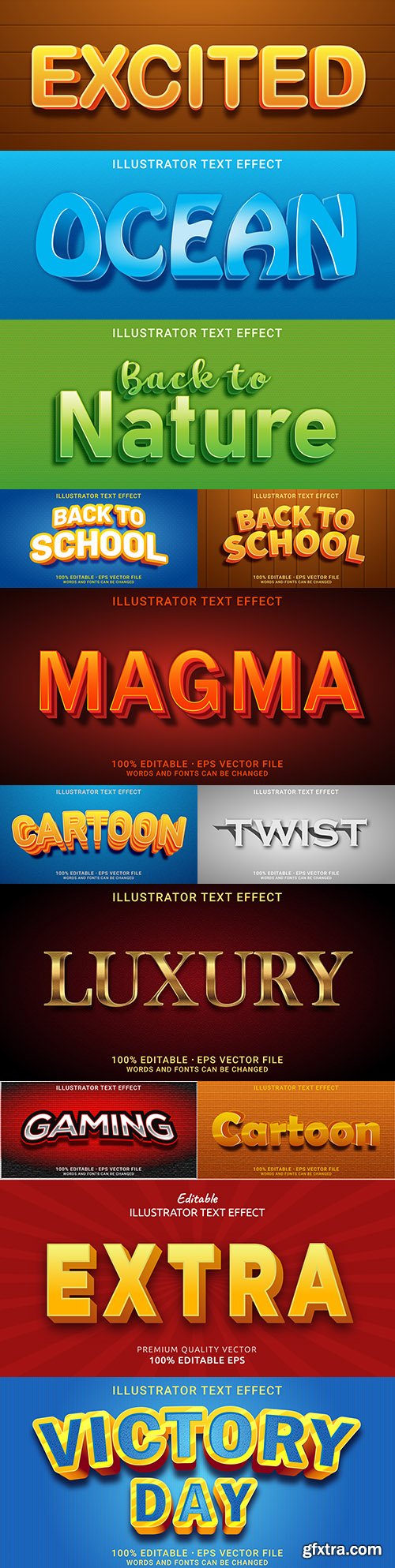 Editable font effect text collection illustration design 174
