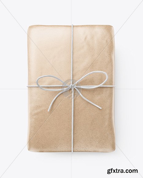 Kraft  Paper Parcel With Row Bow Mockup  65376