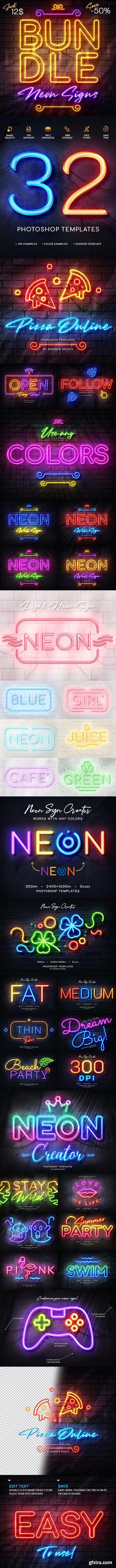 GraphicRiver - Wall Neon Signs Bundle 28112439