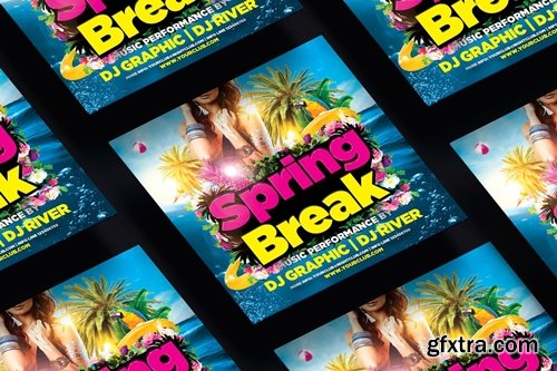 Spring Break Party Square Flyer & Instagram Post