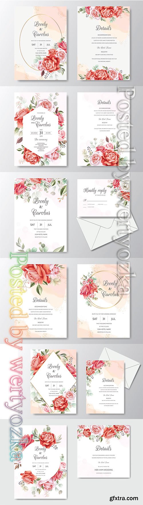 Beautiful floral wreath wedding invitation card template # 5