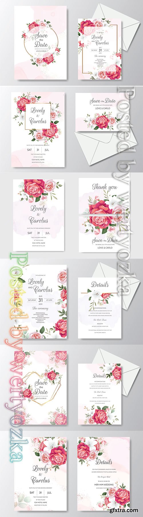 Beautiful floral, wreath, wedding, invitation, card, template