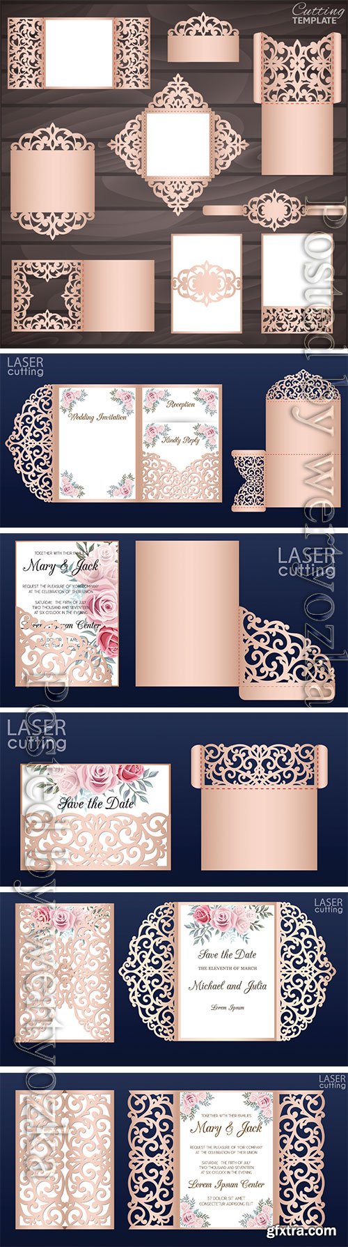 Wedding collection vector cards, invitation, envelopes