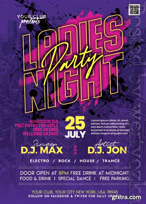 Ladies Night Music Party - Premium flyer psd template