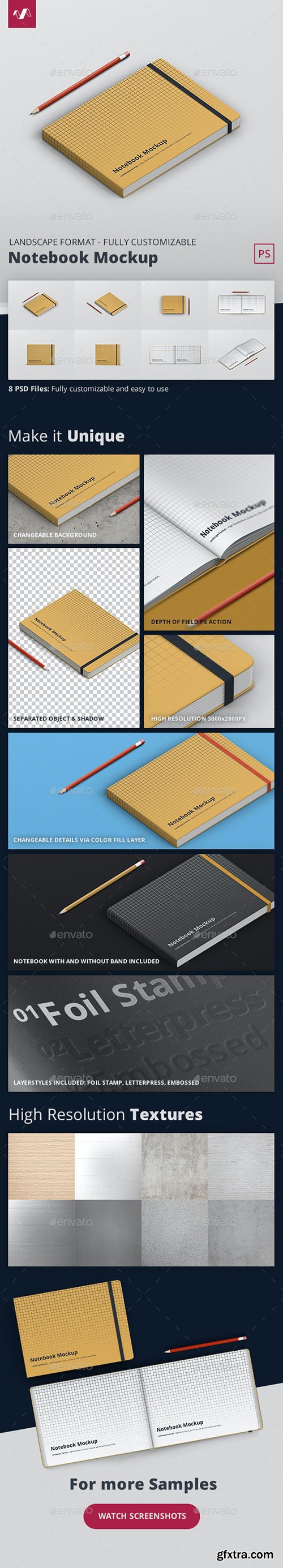 GraphicRiver - Notebook Mockup Landscape Format 28123874