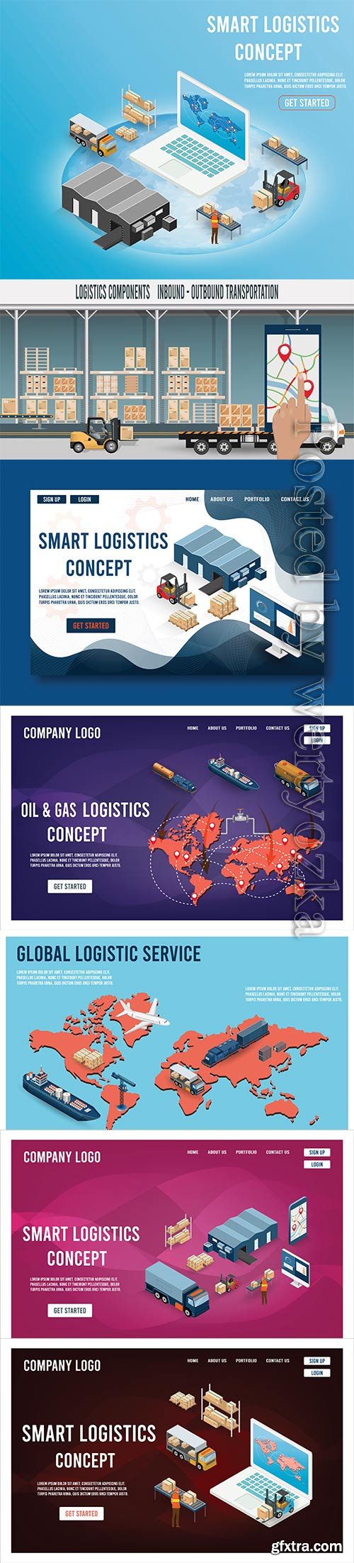 Modern isometric design concept of Smart Logistics