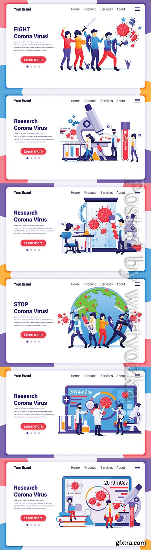 Research laboratory concept for Covid-19 Corona virus with scientists working at medicine laboratorium