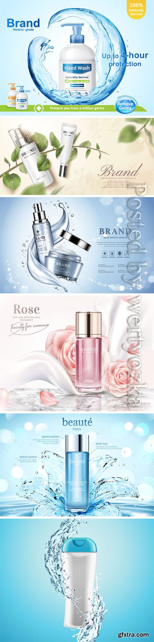 Cosmetics advertising vector posters, perfume, cream, nail polish # 2