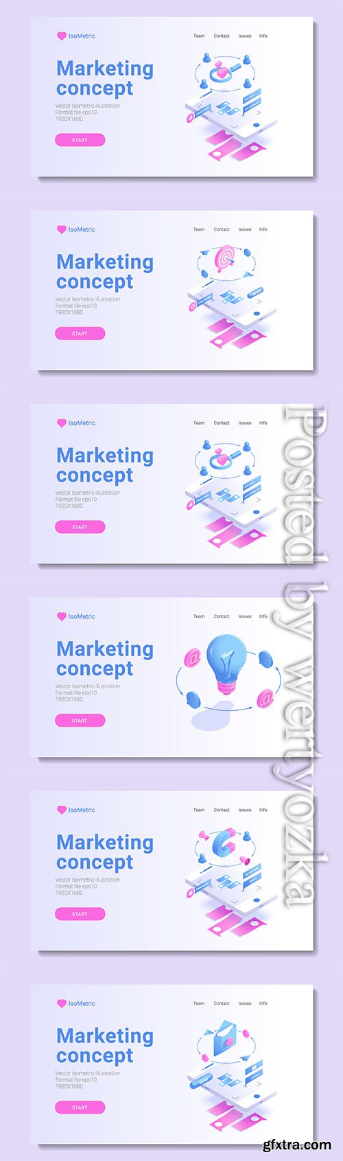 Set of banners with isometric vector illustration # 3