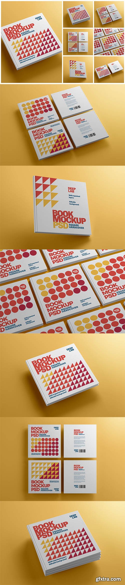 Square Book Cover Mockup Set