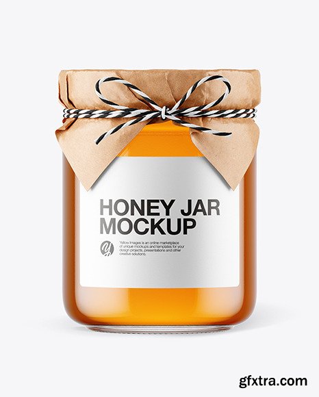 Glass Honey Jar with Paper Cap Mockup 65486