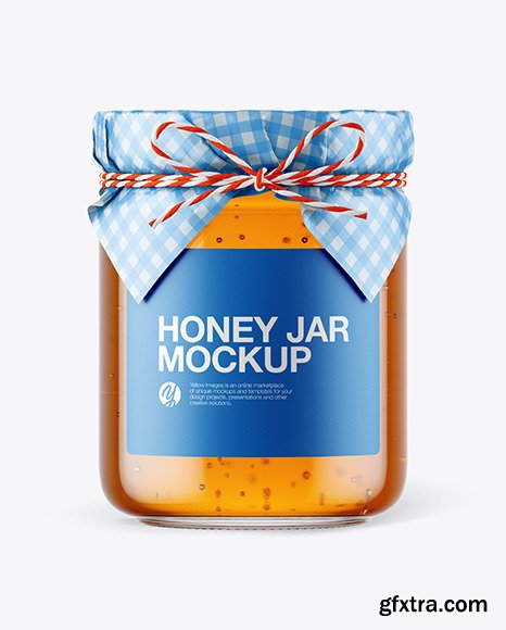 Glass Honey Jar with Paper Cap Mockup 65486