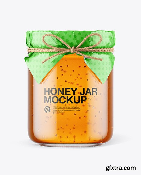 Glass Honey Jar with Paper Cap Mockup 65486