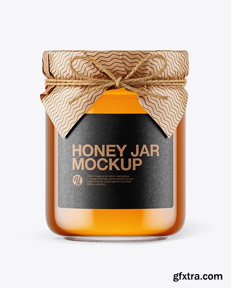 Glass Honey Jar with Paper Cap Mockup 65486