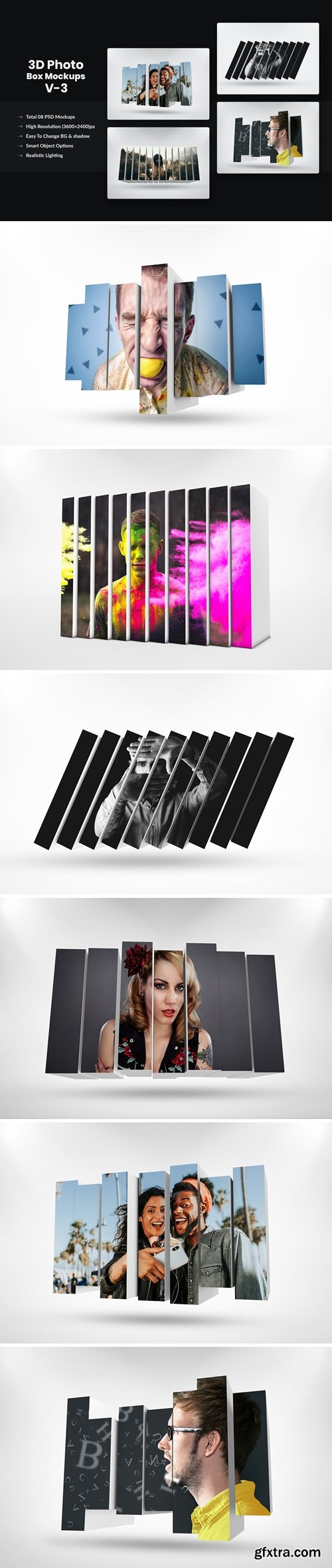 3D Photo Box Mockups Template V-3