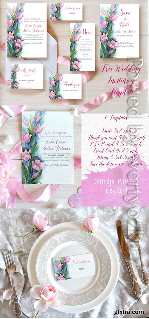 Wedding Invitation Tulips - Premium flyer psd template