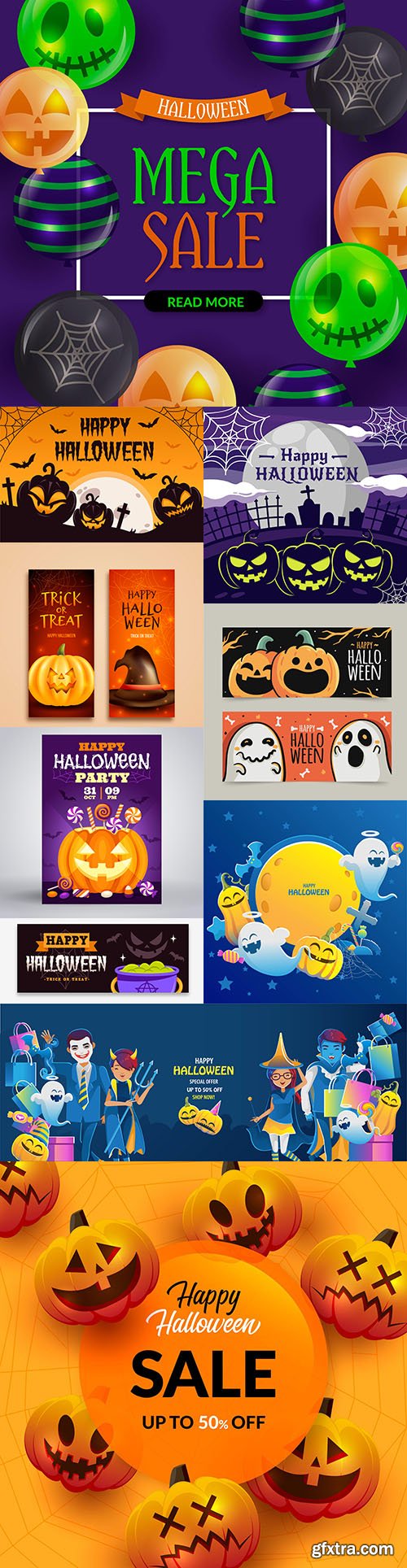 Happy Halloween holiday banner illustration collection 6
