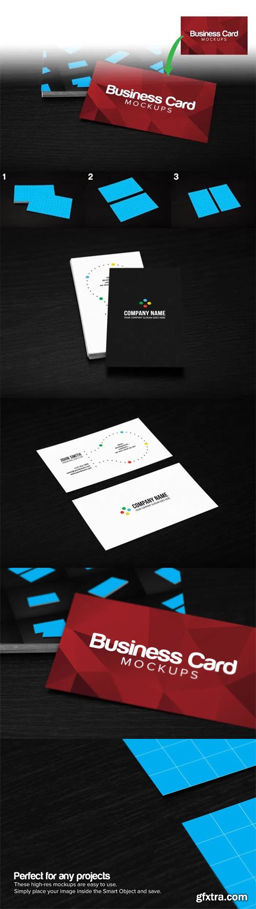 3 Business Cards PSD Mockups