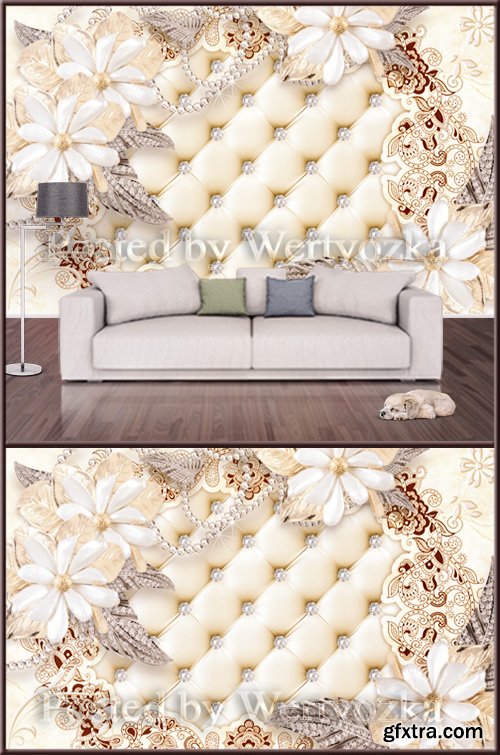 3D psd background wall jewelry flower