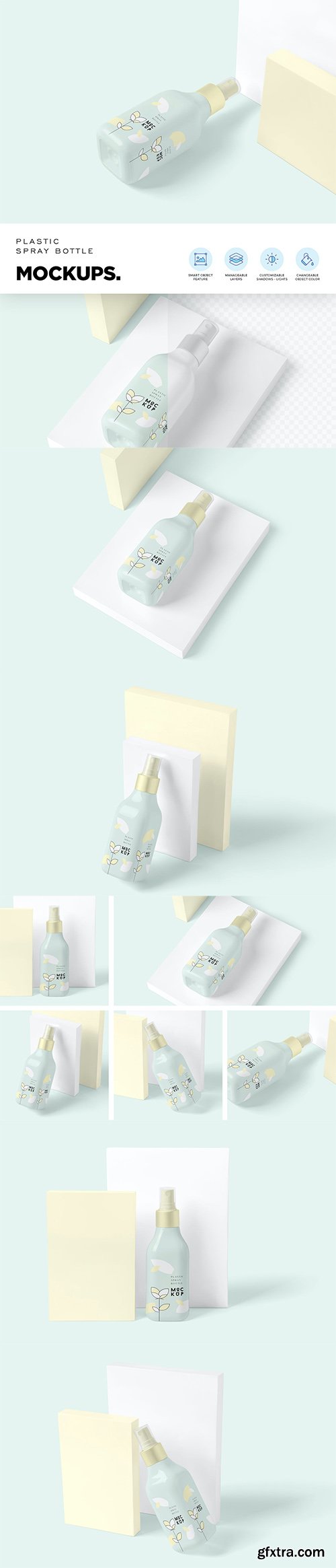 Glossy Plastic Spray Bottle Mockups