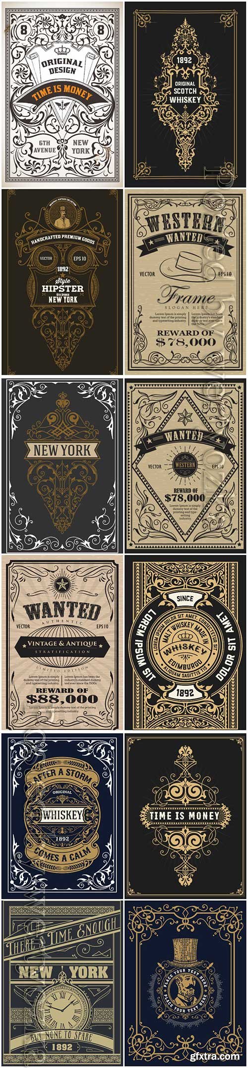 Vector vintage labels, emblems, logos, ribbons, patterns # 4