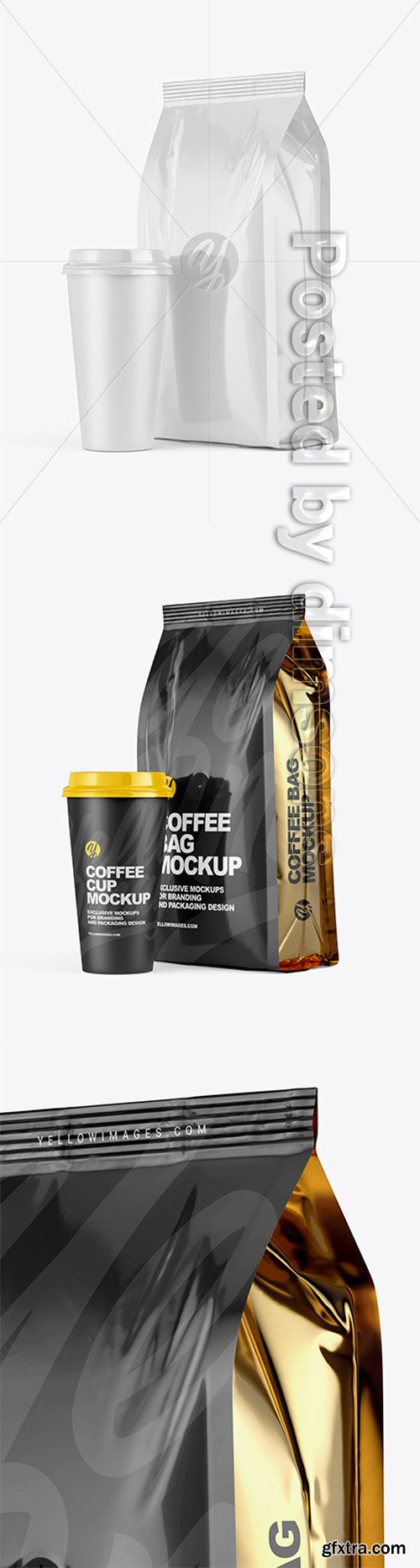 Glossy Bag with Coffee Cup Mockup 64760