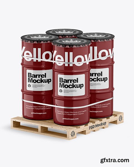 4 Barrels & Wooden Pallet Mockup 65691