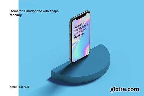 Isometric Phone with shape Mockup