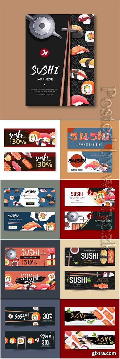 Sushi restaurant vector banner