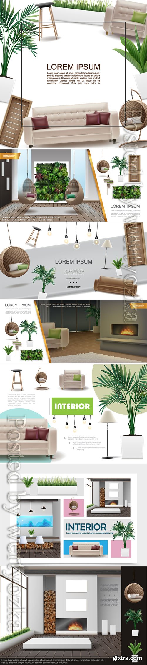 Realistic home interior vector template # 3